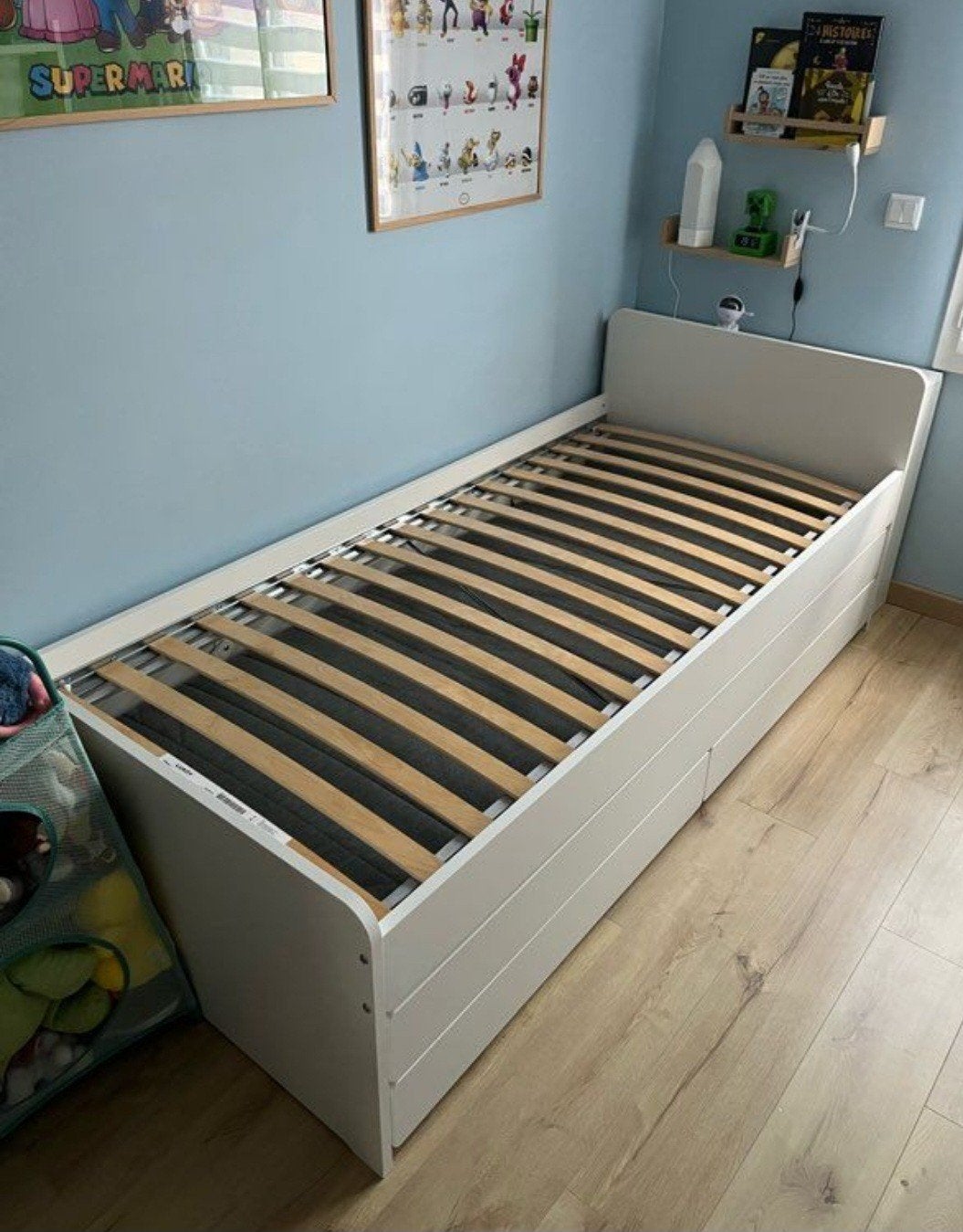Lit enfant Slakt ikea blanc 90x200cm avec matelas, Enlèvement, Matelas