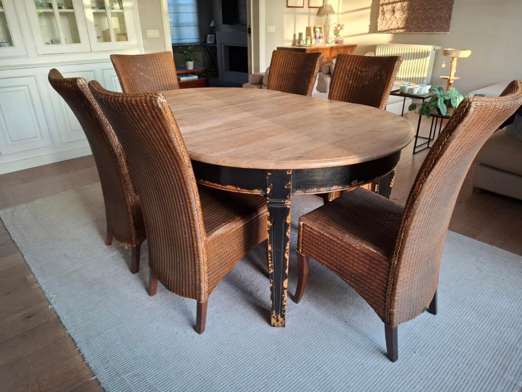 6 Lloyd Loom eetkamerstoelen, Ophalen, Bruin