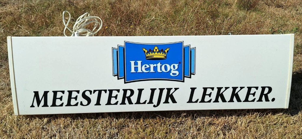 Vintage dubbelzijdige Hertog ijs lichtbak, lichtreclame., Ophalen, Gebruikt, Lichtbak of (neon) lamp