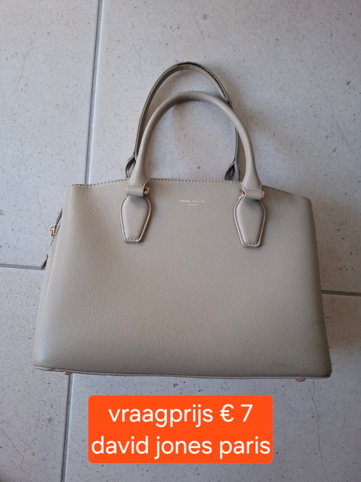 handtas david Jones paris, Handtassen en Accessoires, Ophalen of Verzenden, Zo goed als nieuw, Beige, Handtas