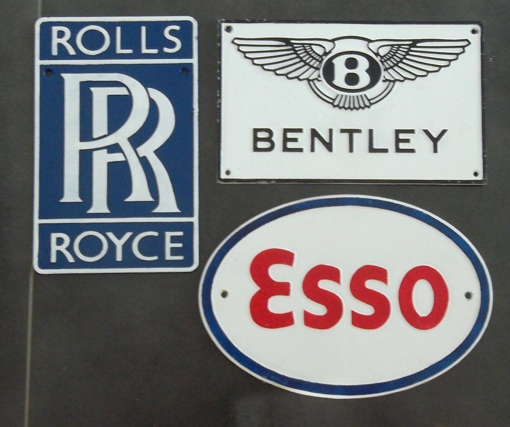 reclame borden in fonte  "esso" Bentley en Rolls, Ophalen of Verzenden