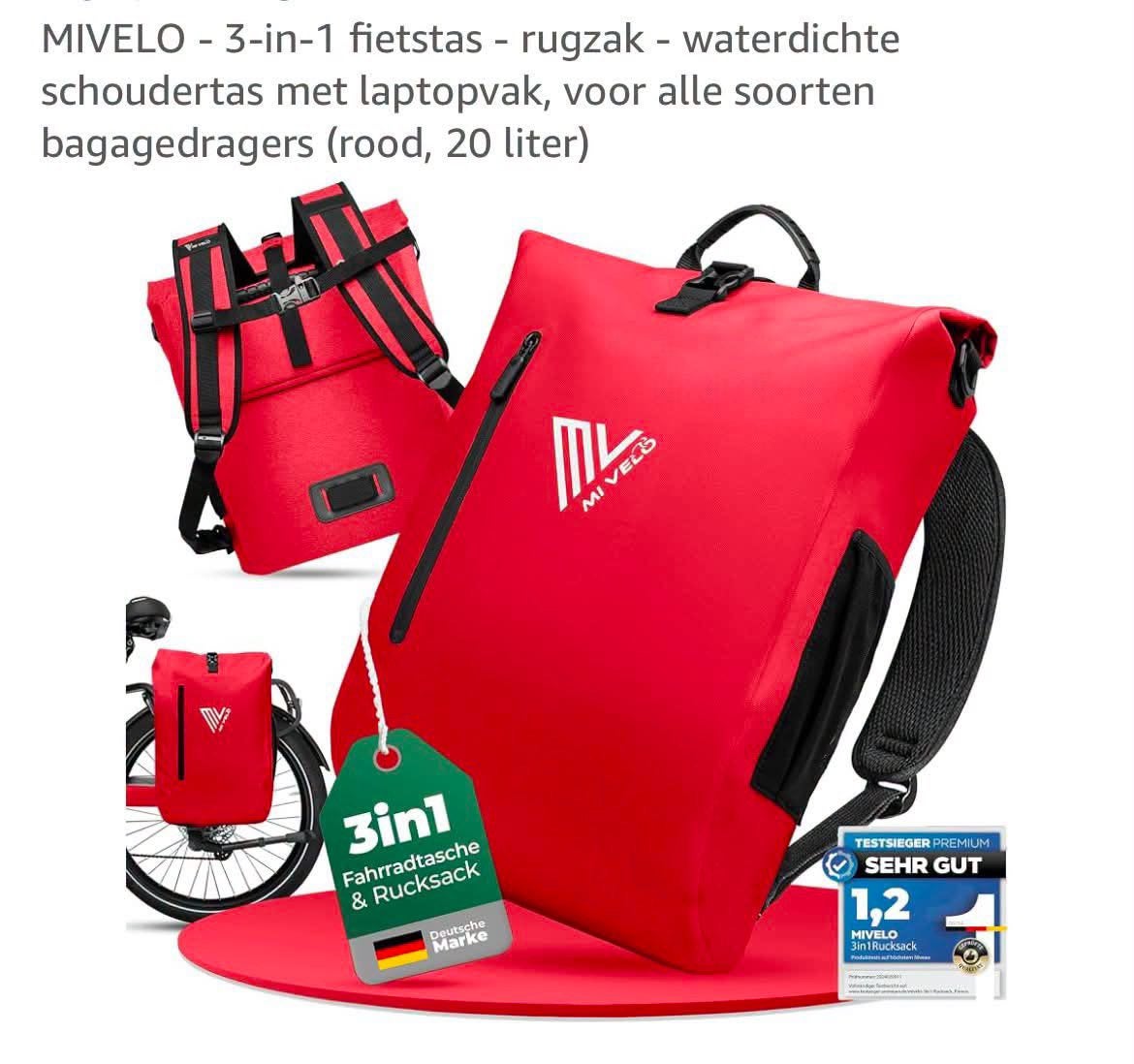 FIETSTAS RUGZAK, Vélos & Vélomoteurs, Accessoires vélo | Porte-bagages, Enlèvement, Neuf