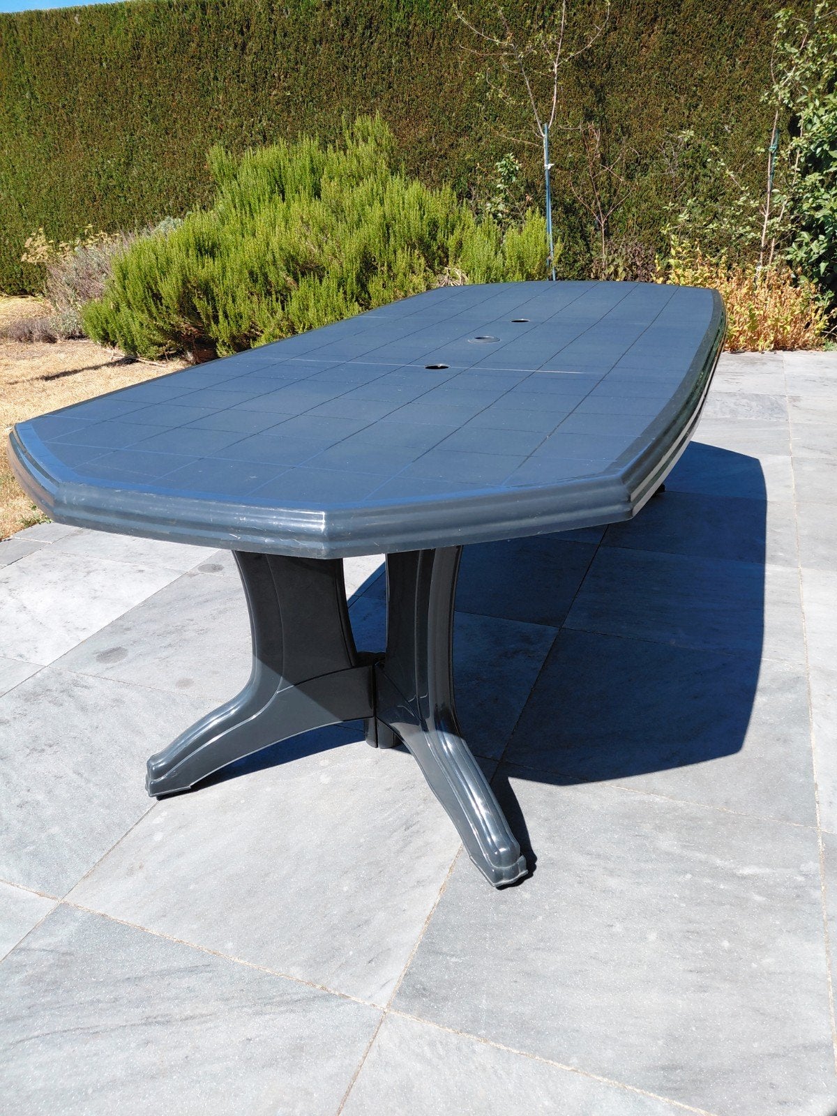 Tuintafel 260 x 115 cm blauw, Ophalen, Rechthoekig, Kunststof