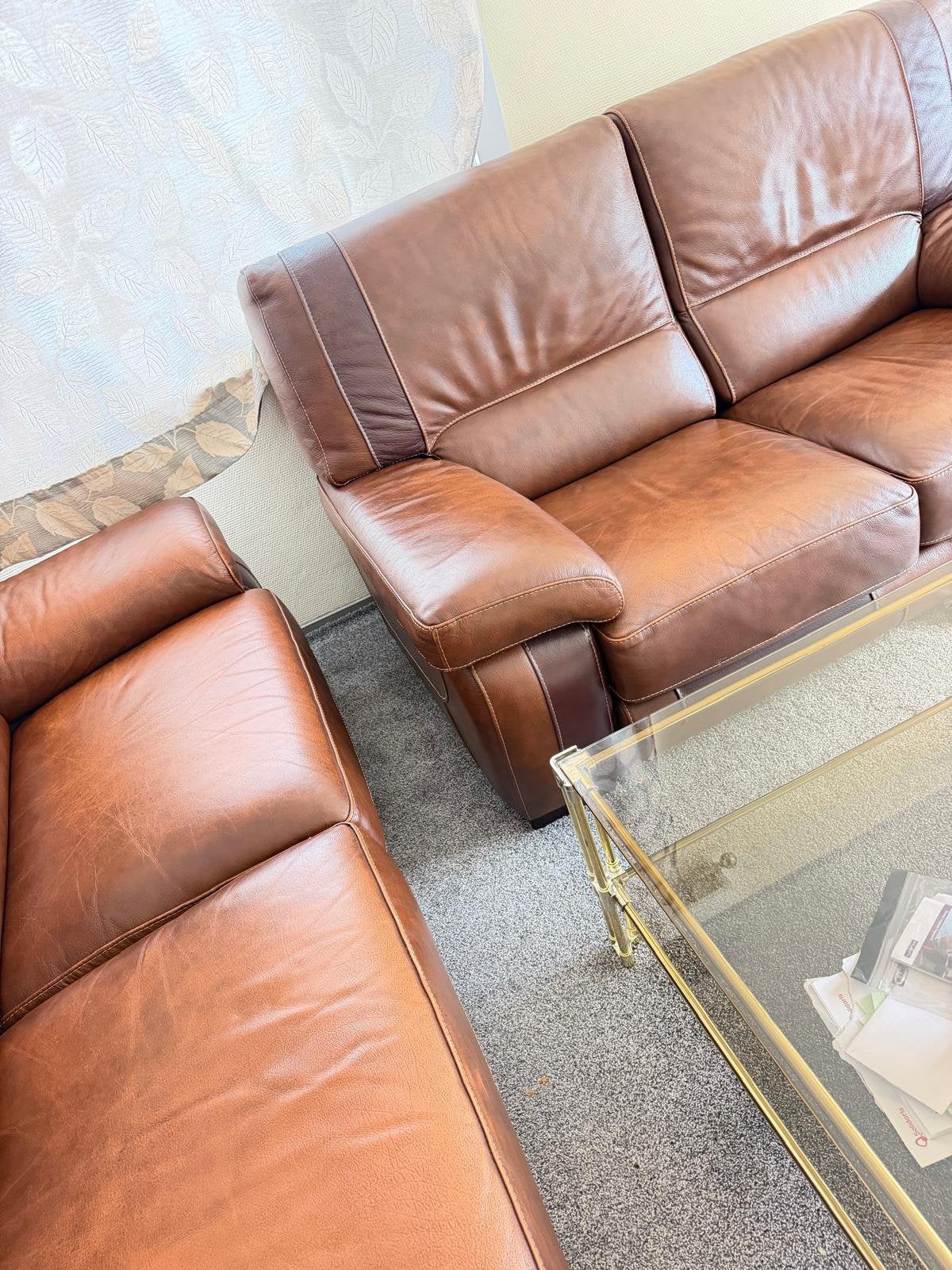 Sofa, bruin, leder, Ophalen, Zo goed als nieuw, Leer
