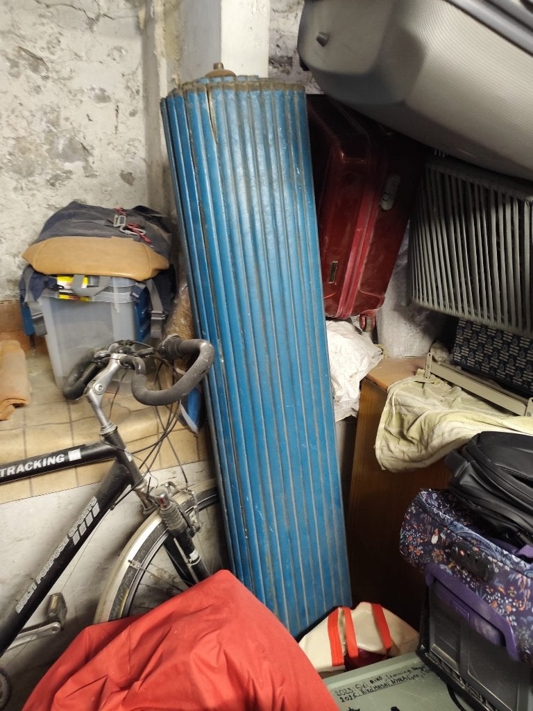 Store ancien en bois, Maison & Meubles, Enlèvement, Utilisé, Bleu, Bois