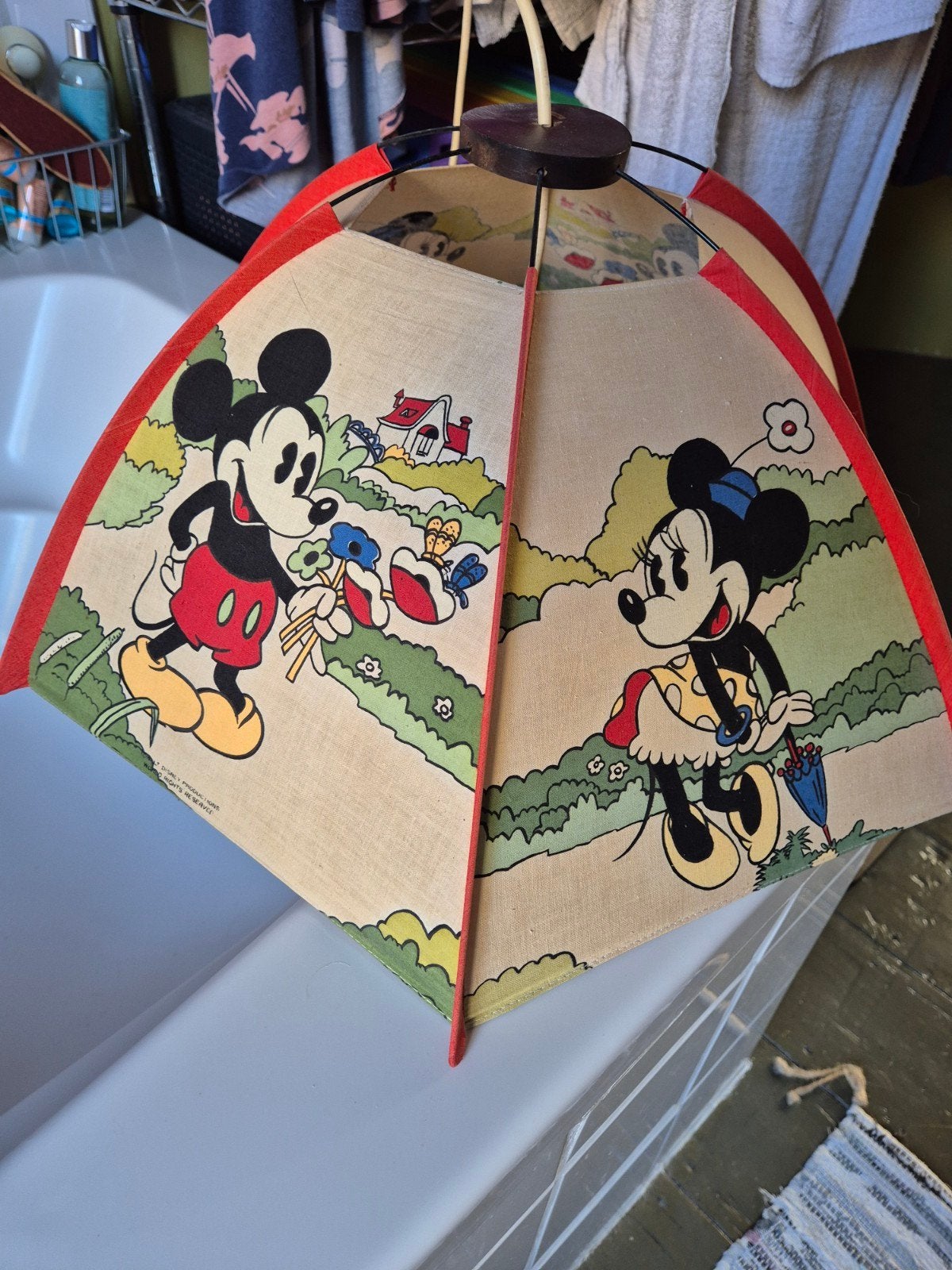 Micky Mouse hanglamp, Matériau naturel, Enlèvement, Tekenfilm, E27 (grand)
