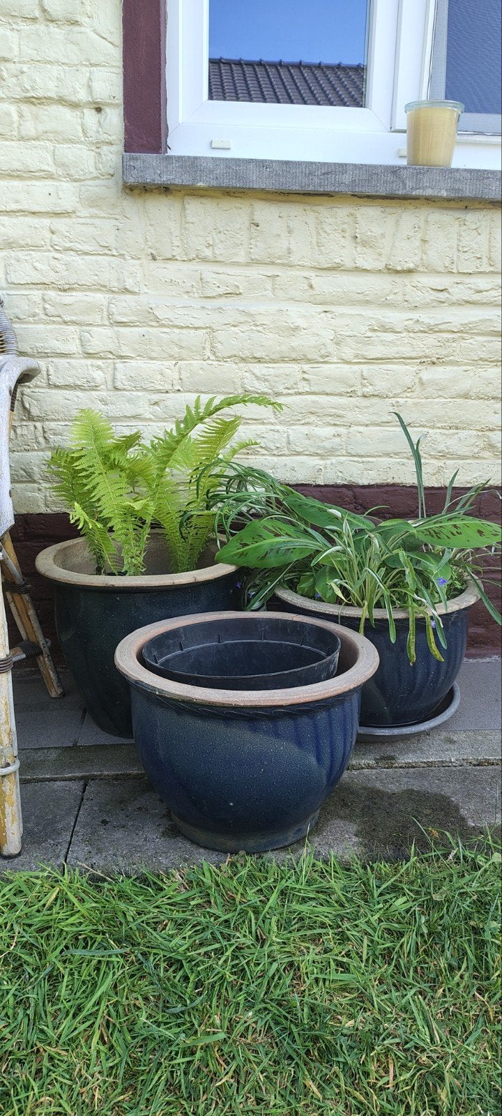 set van 3 winterharde bloempotten, Tuin en Terras, Ophalen