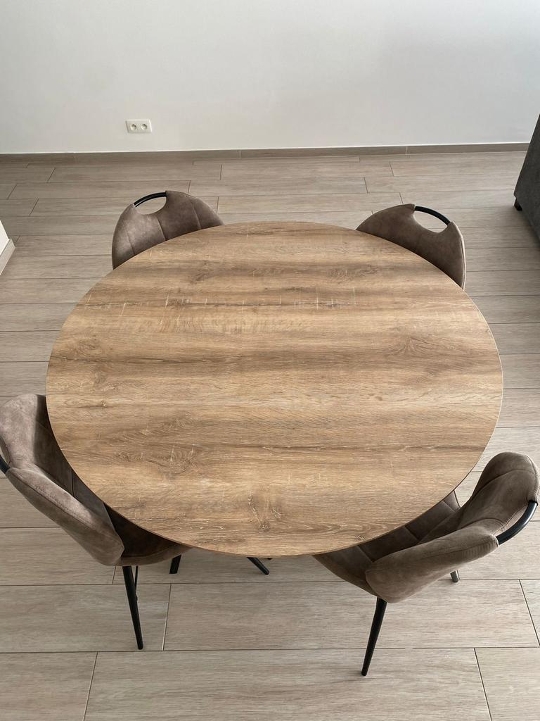 Ronde eettafel met 4  stoelen, Huis en Inrichting, Ophalen, Zo goed als nieuw