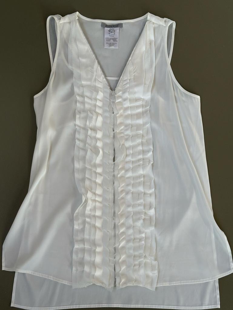 ZGAN offwhite blouse Pinko met roezels, Pinko, Verzenden, Wit, Zo goed als nieuw
