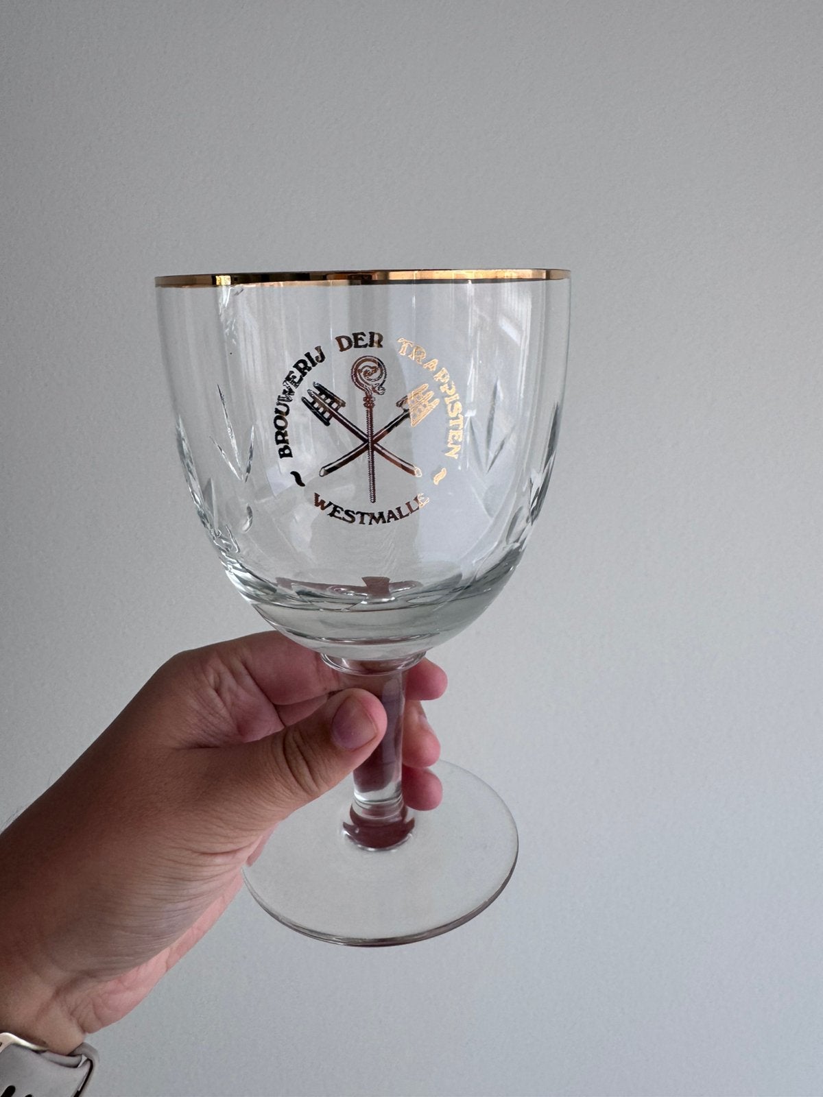 Zeldzame vintage Westmalle Trappist bierglazen (4x), Ophalen, Gebruikt, Bierglas