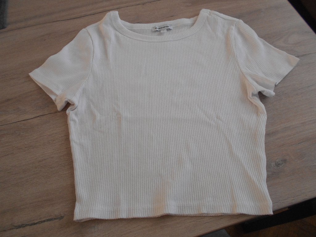 wit geribbeld t shirt maat m c&a, Kleding | Dames, T-shirts, Maat 38/40 (M), Wit, Ophalen of Verzenden, Zo goed als nieuw