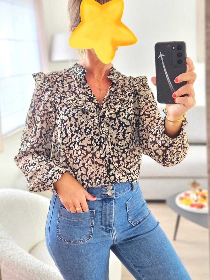Mooie blouse beige zwart, Kleding | Dames, Beige, Nieuw, Ophalen of Verzenden, Emma & Ella