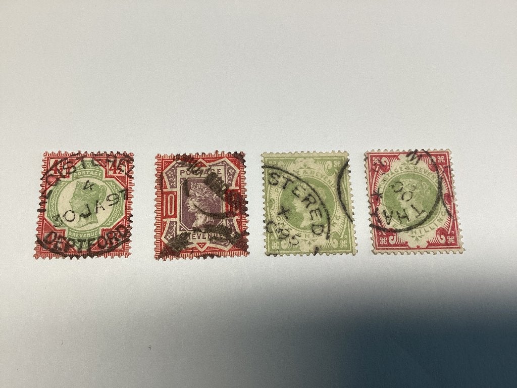 Lot 4 oude postzegels 1887 Queen Victoria jubilee, Postzegels en Munten, Ophalen of Verzenden, Gestempeld