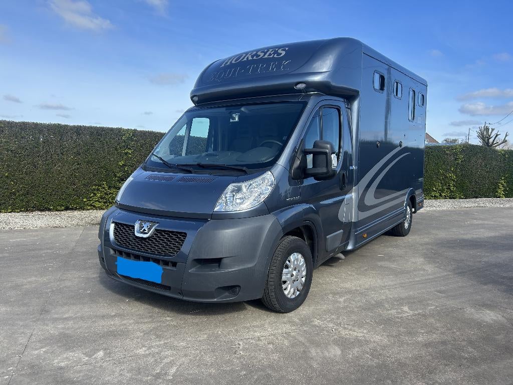 Peugeot Boxer paardencamionette 2009 met slechts 63.652km, Auto's, Bestelwagens en Lichte vracht, 4 deurs, Stof, 4 cilinders, Grijs