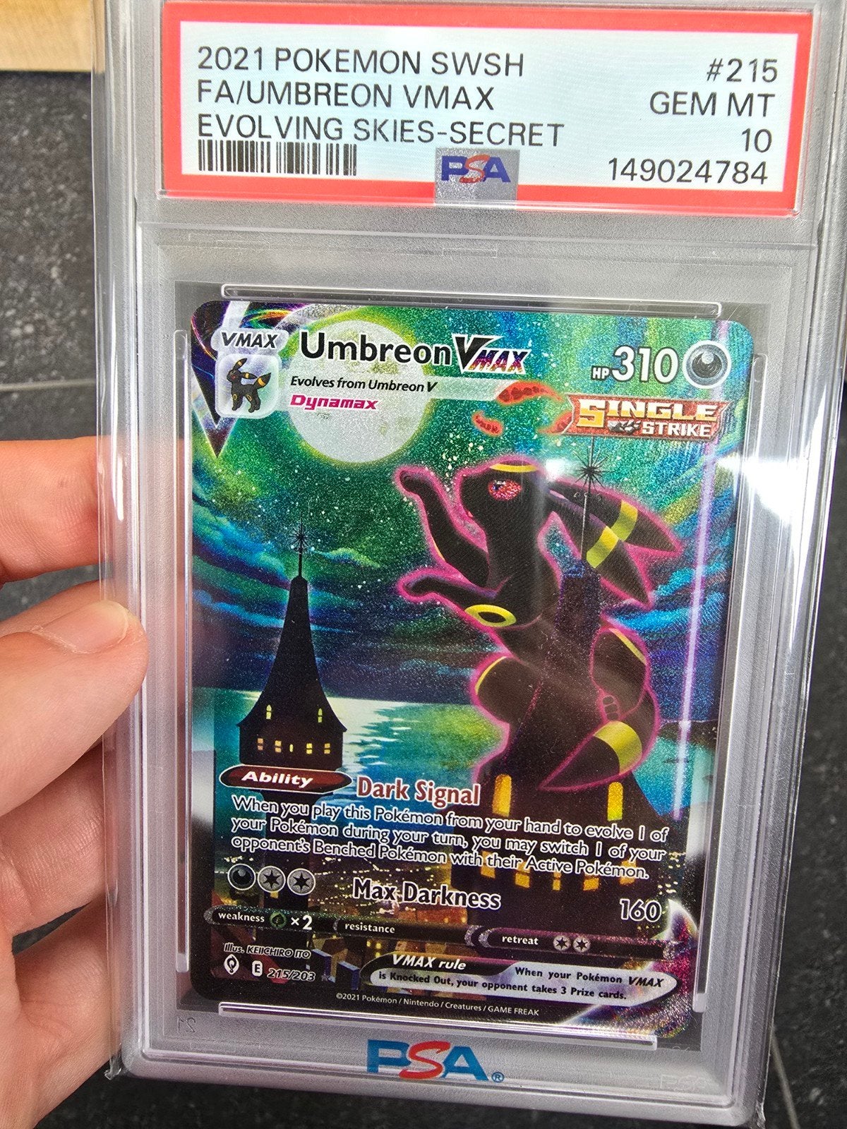 Umbreon vmax evolving skies psa 10, Enlèvement