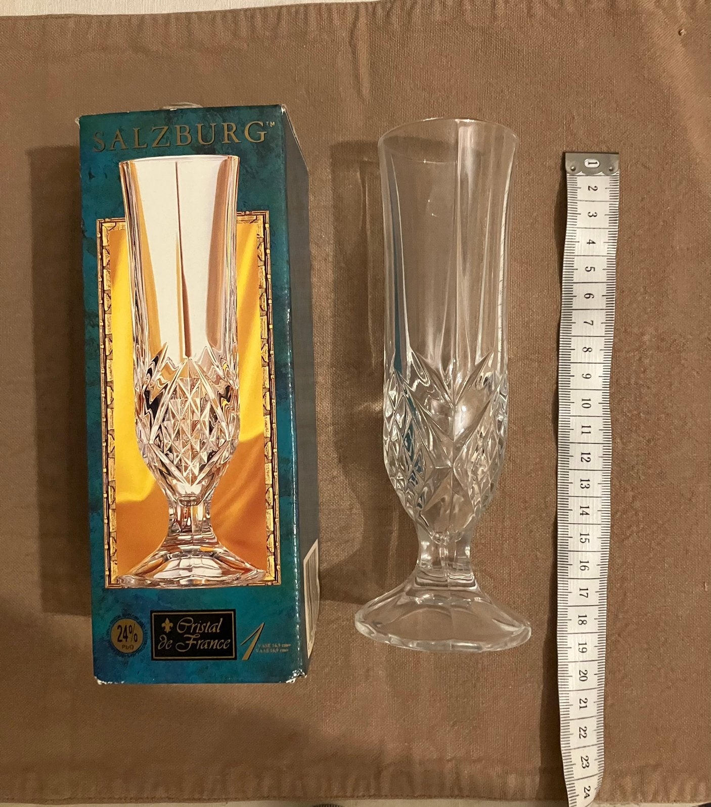 Vaas solitair - Cristal de France - Salzburg - Hoogte 17 cm, Antiek en Kunst, Ophalen of Verzenden