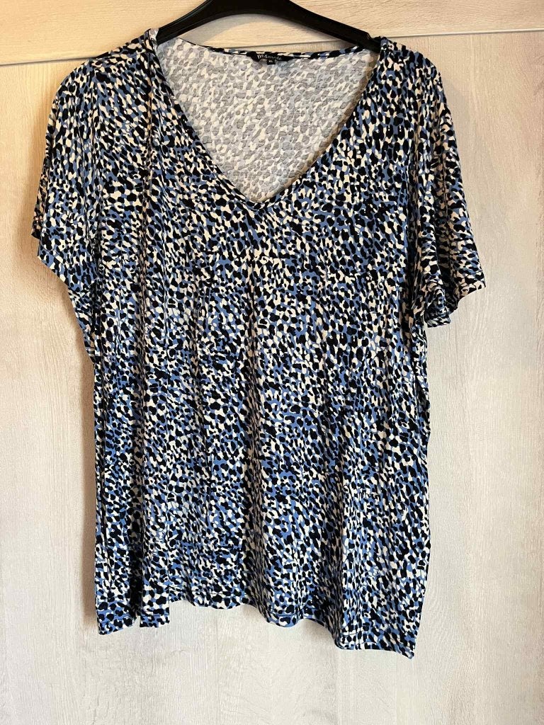 tshirt blauw zwart ms mode xl, Enlèvement ou Envoi, Comme neuf, Bleu, MS Mode