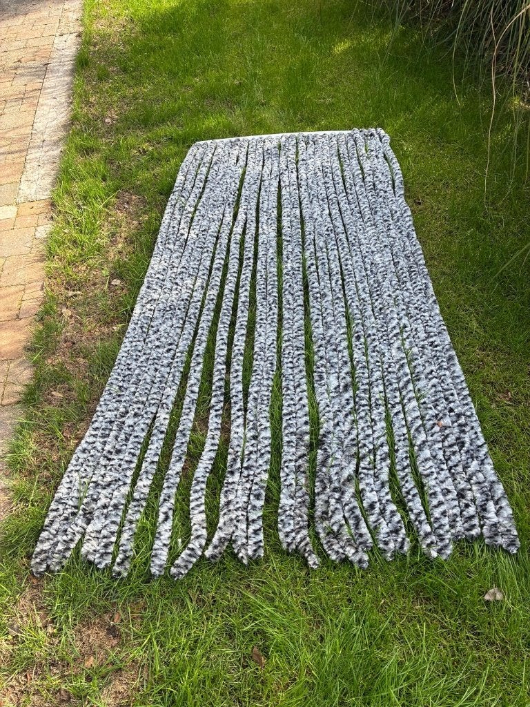 vliegengordijn kattenstaart chenille z/w 90cmx2m inkortbaar, Moins de 200 cm, Enlèvement ou Envoi, Comme neuf, Synthétique