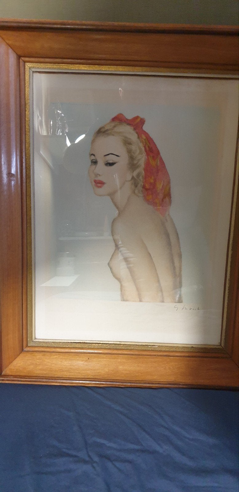 borstbeeld van een vrouw gesigneerd rechtsonder, Ophalen, Gesigneerd, Aquarel