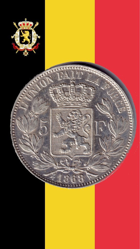 5 francs 1868 pos. A - Léopold II, Timbres & Monnaies, Monnaies | Belgique, Monnaie en vrac, Argent, Argent, Envoi