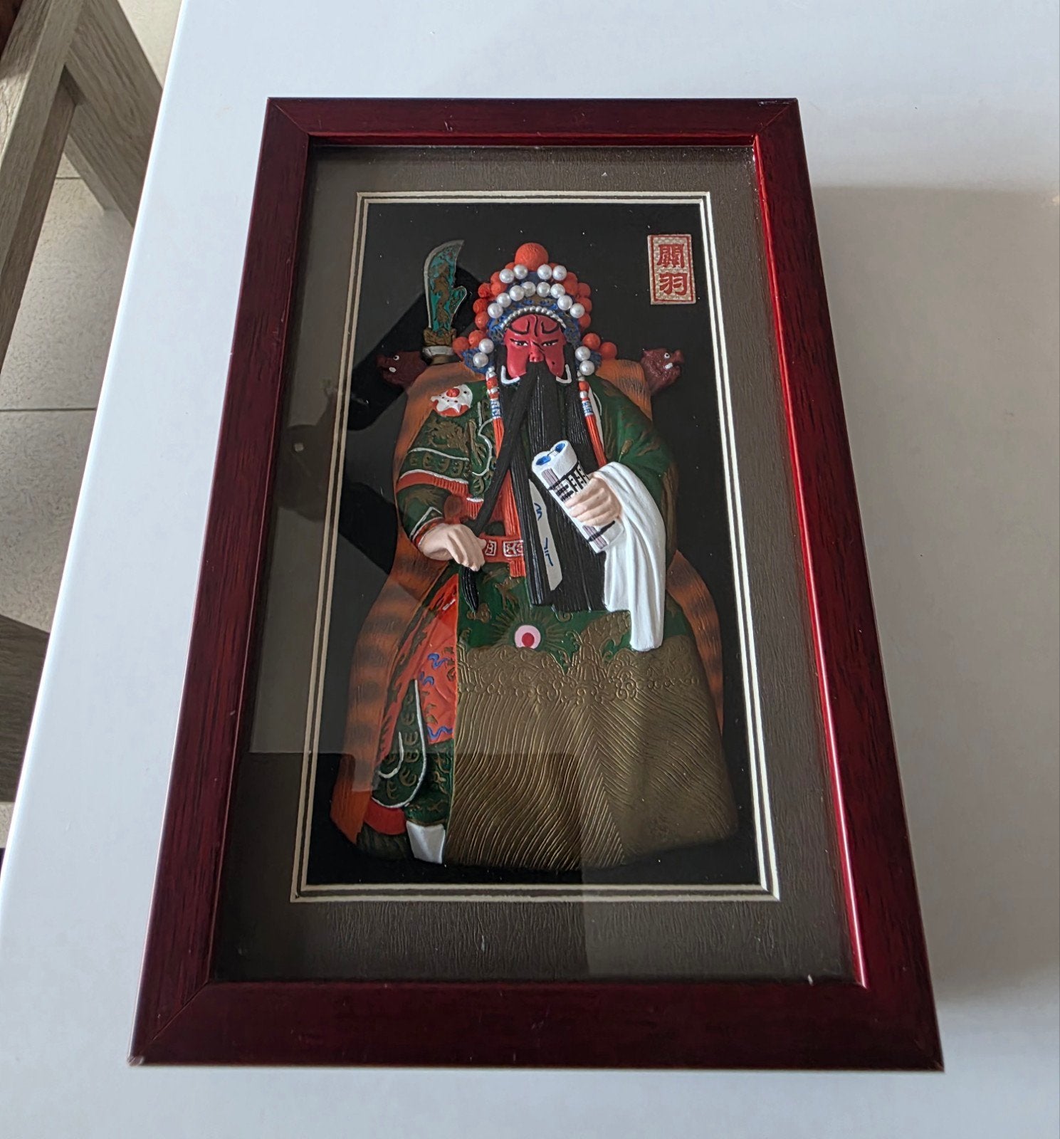 Guan Yu célèbre général vintage collection vitrine, Antiquités & Art, Enlèvement