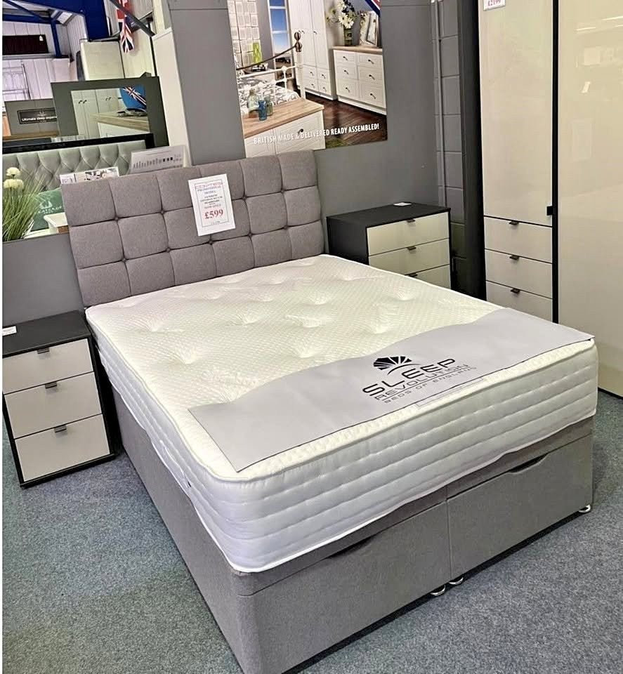 Lit avec matelas — Paiement à la livraison, Envoi, Neuf, Deux personnes, Crème