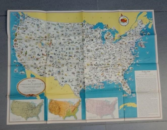 Affiche « États unis d'Amérique » carte vintage, Enlèvement ou Envoi, Maison et Meubles