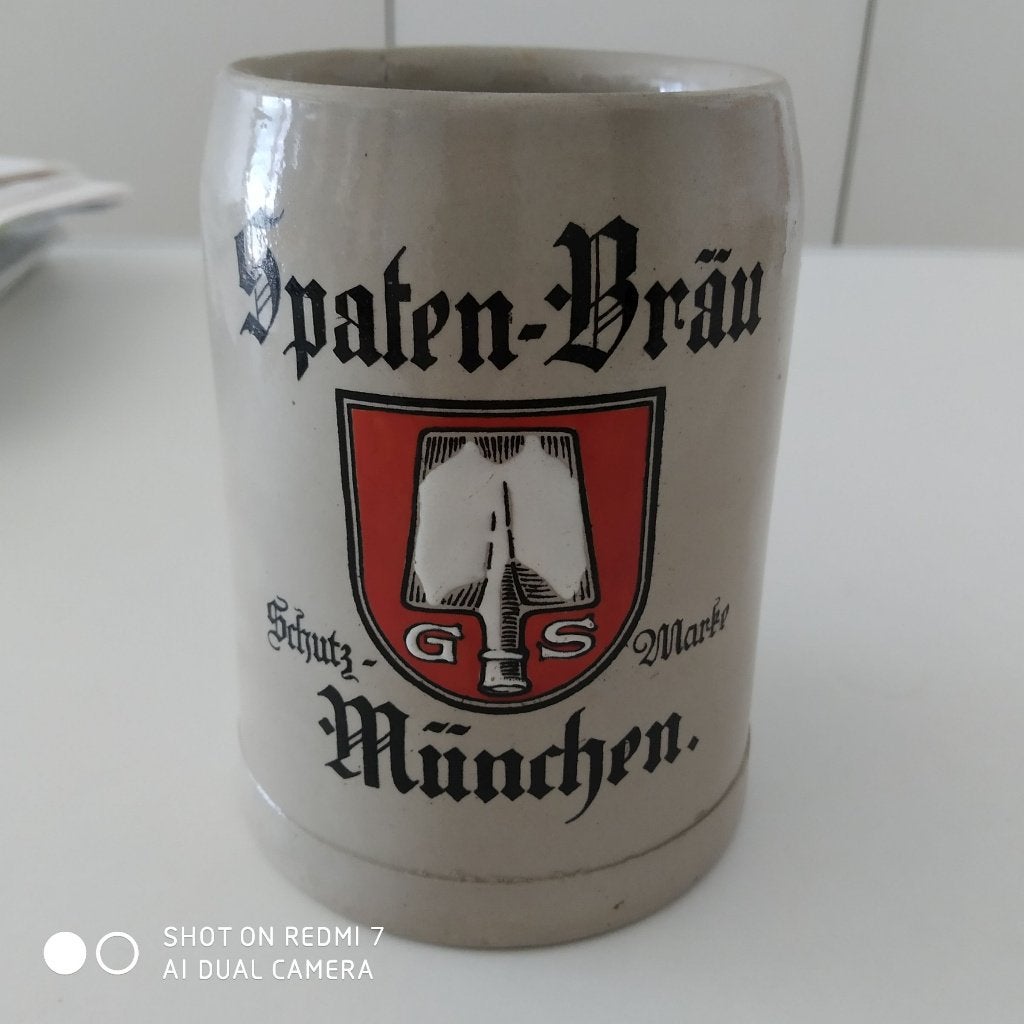 Vintage Spaten-Bräu Munich bierpul., Verzamelen, Biermerken, Ophalen of Verzenden, Zo goed als nieuw, Pul(len), Overige merken