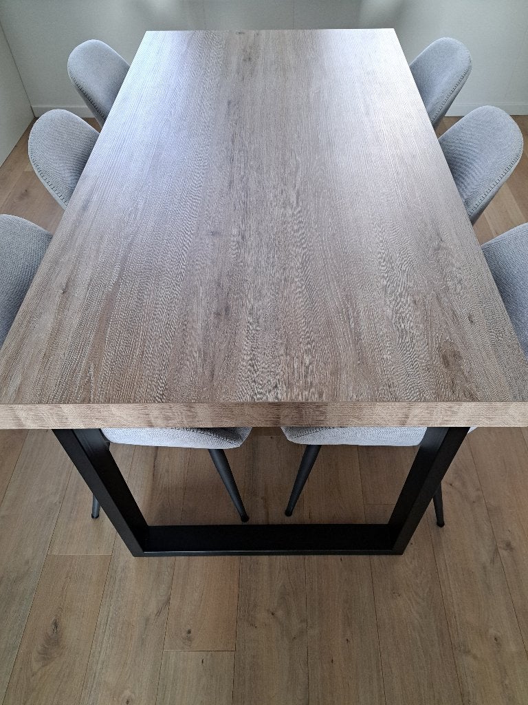 Eetkamer tafel en 6 kuipstoelen. Alles ook los verkrijgbaar., 50 tot 100 cm, Zo goed als nieuw, Vijf personen of meer, Modern/Industrieël