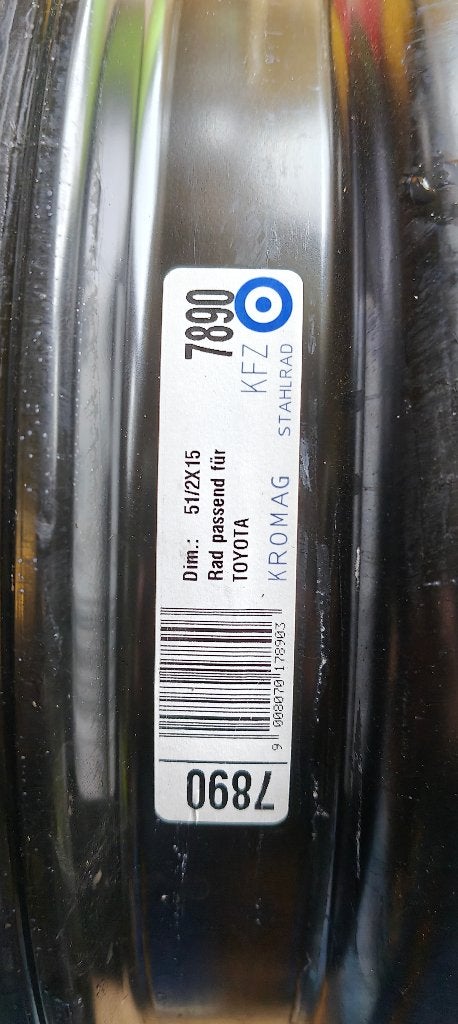 4 15" plaatmetalen velgen — Toyota Yaris (Kromag/Alcar 7890), Auto-onderdelen, Ophalen, Gebruikt, 15 inch, Velg(en)