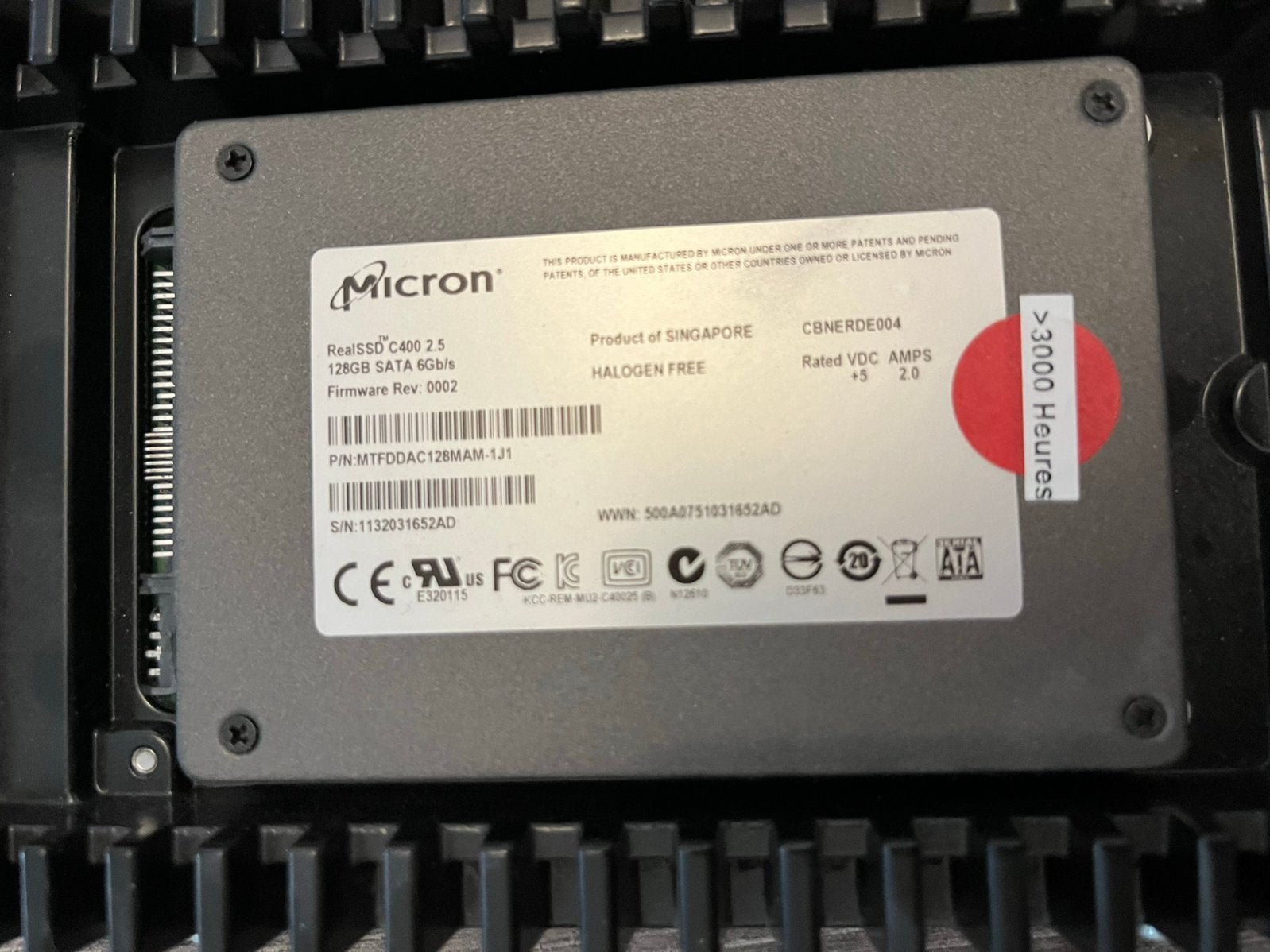 Micron ssd 128gb sata 6gb/s, Computers en Software, Harde schijven, Ophalen, Zo goed als nieuw, Laptop, SSD