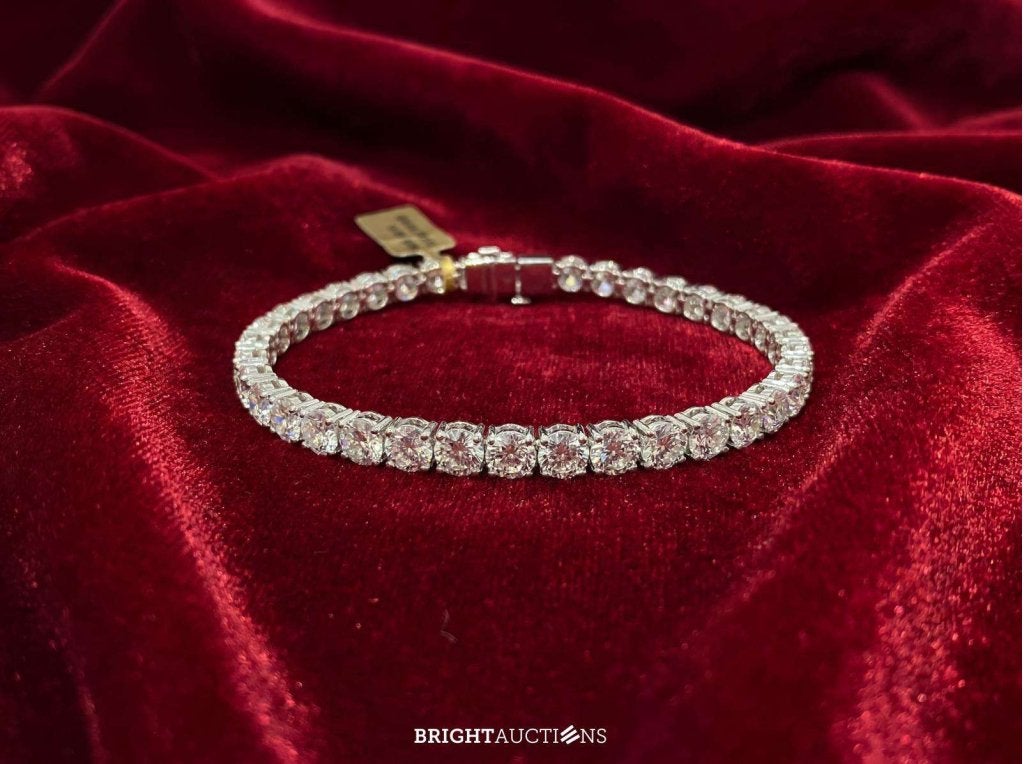 Witgouden tennisarmband met briljant geslepen diamanten 18 c, Handtassen en Accessoires, Armbanden, Diamant, Wit, Niet ingevuld