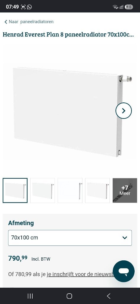 Henrad vlakke radiator 70x100x10.8, Doe-het-zelf en Bouw, Ophalen, 30 tot 80 cm, Radiator, Zo goed als nieuw