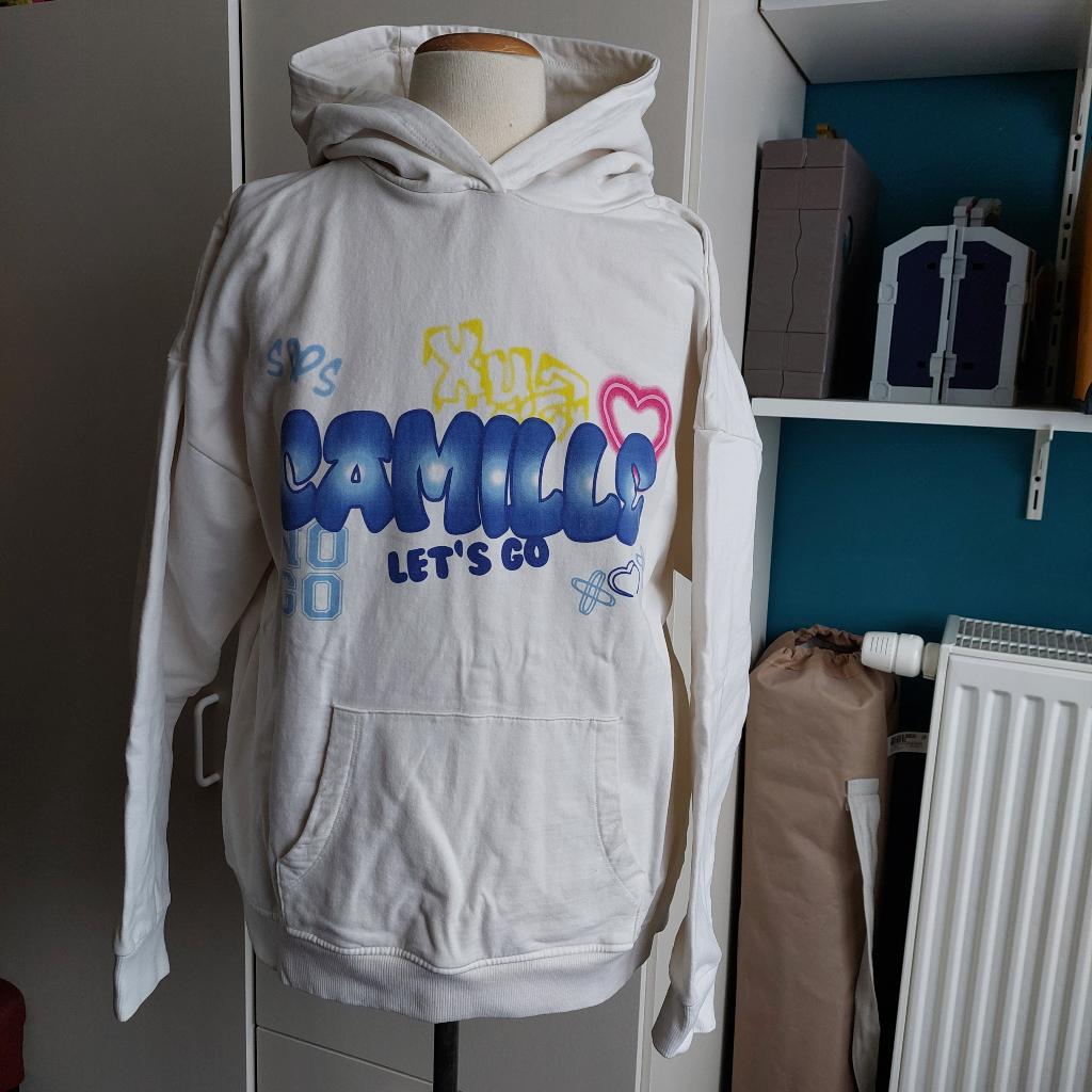 Pull à capuche blanc de Camille mt 158/13y, Enlèvement ou Envoi, Pull ou Veste, Utilisé, Camille