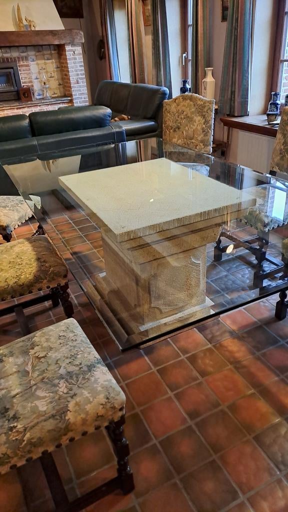 Unieke glazen tafel + stoelen, Antiek en Kunst, Ophalen