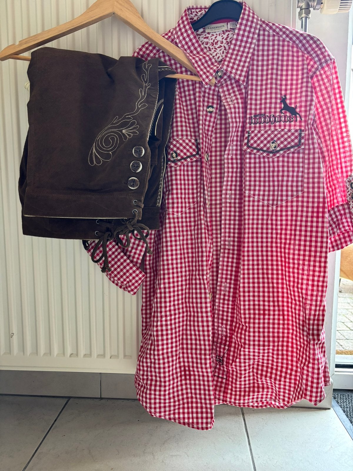 Landhaus lederhosen-outfit, Vêtements | Hommes, Costumes de carnaval & Vêtements de fête, Enlèvement ou Envoi, Comme neuf, Taille 52/54 (L)