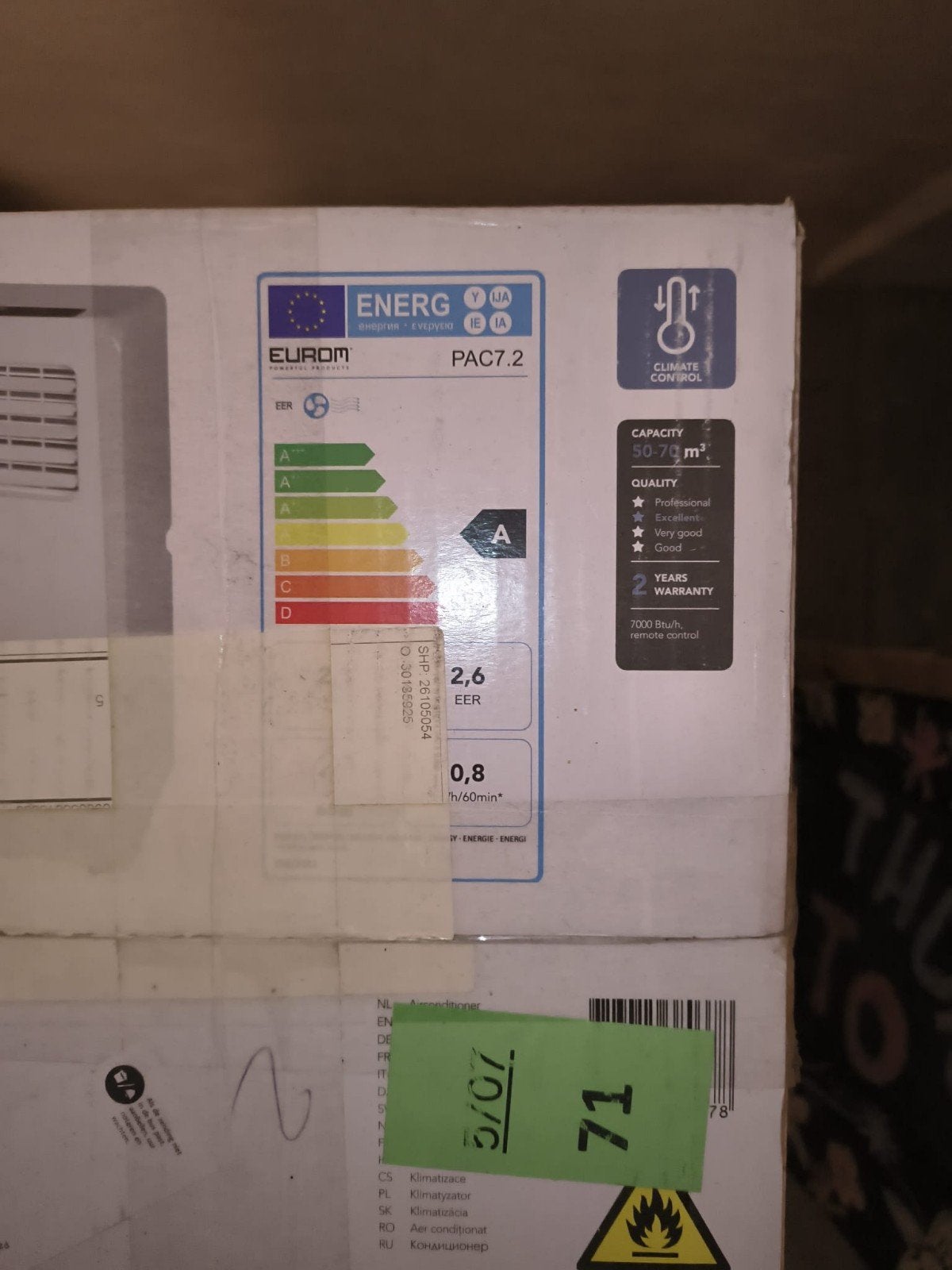 Mobiele airco eurom PAC 7.2, Elektronische apparatuur, Airco's, Ophalen, Mobiele airco