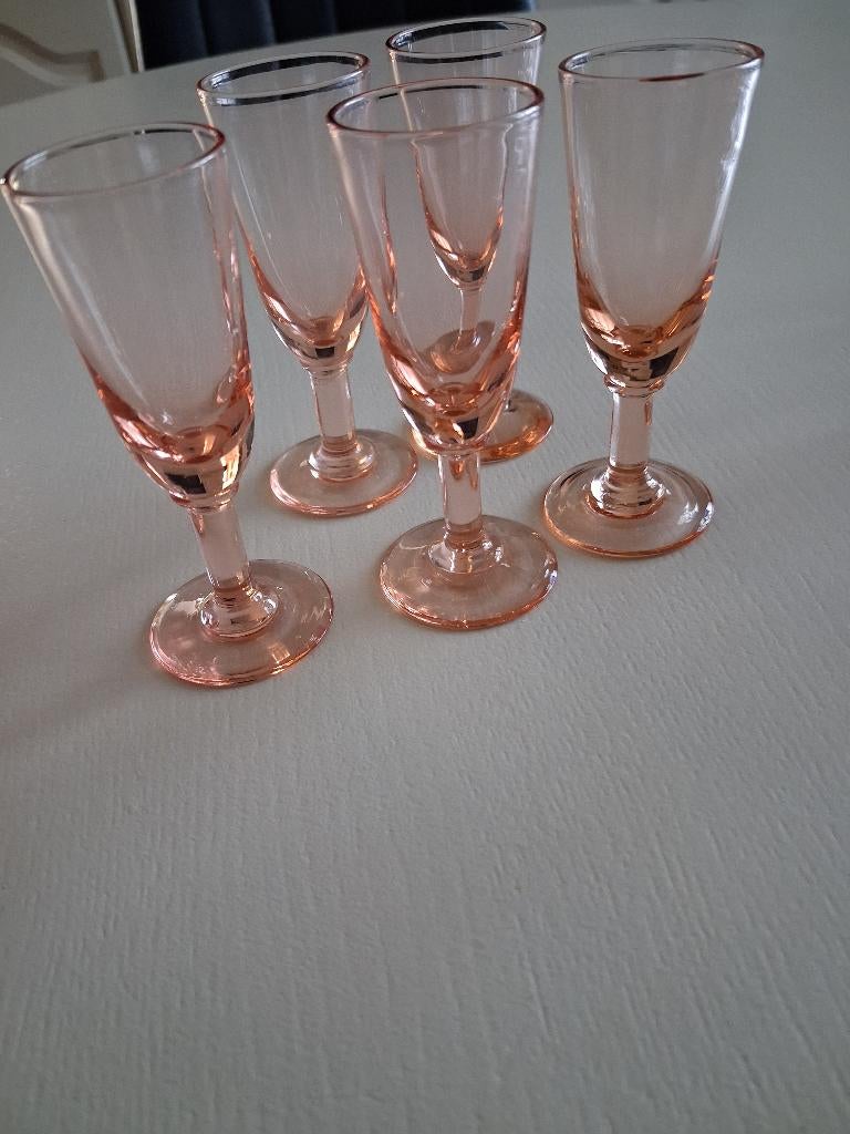 5vintage likeurglaasjes Rosaline, Antiek en Kunst, Ophalen