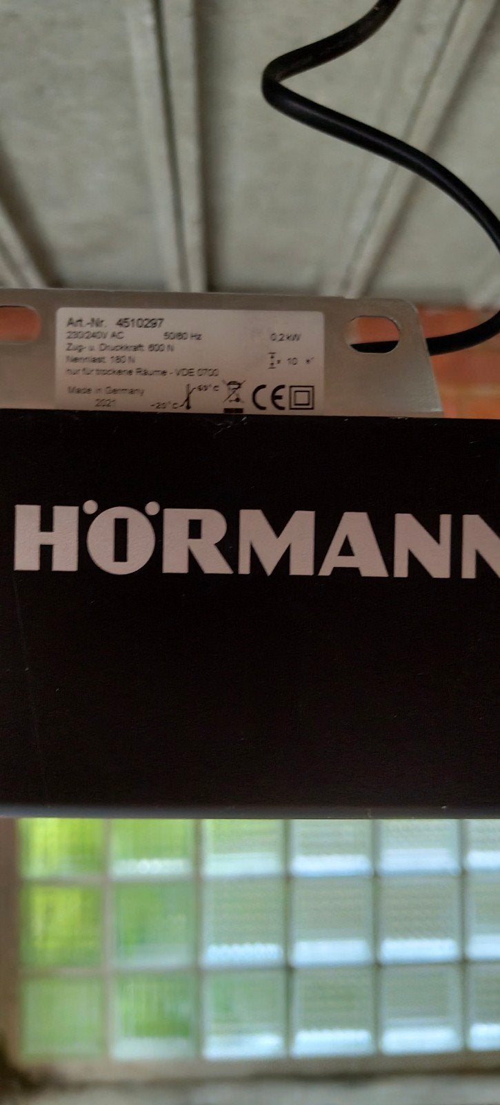 À vendre : ouvre-porte de garage Hörmann ProMatic 4 — 300€, 200 cm ou plus, Comme neuf, Enlèvement, Fer