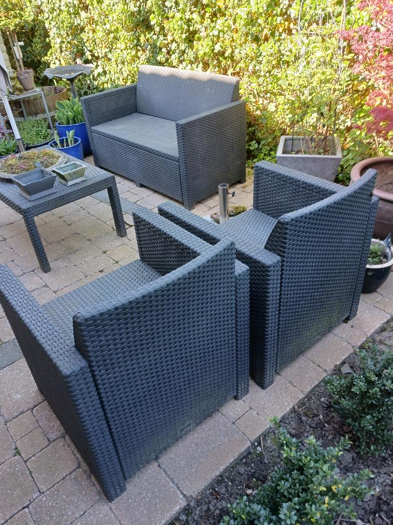Tuinset Allibert, Jardin & Terrasse, Ensembles de jardin, Enlèvement, Comme neuf, Synthétique, Salons de jardin