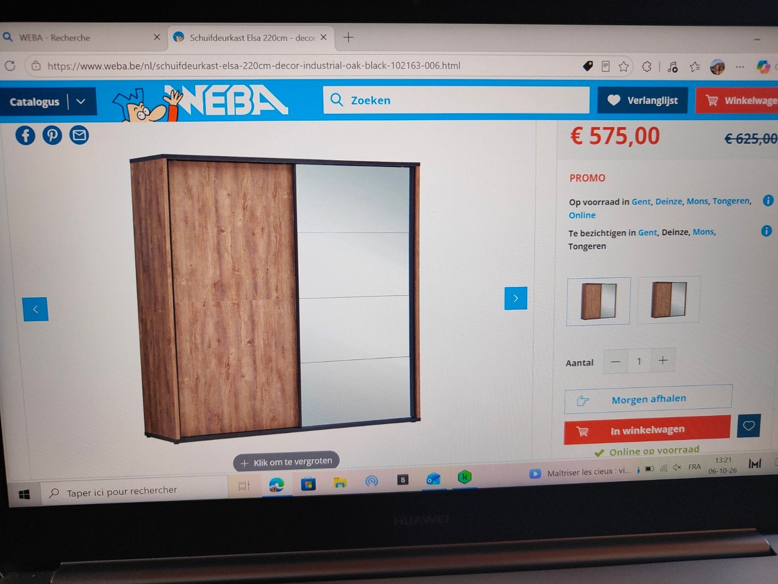 armoire à portes coulissantes, Huis en Inrichting, Ophalen, Nieuw, Hout