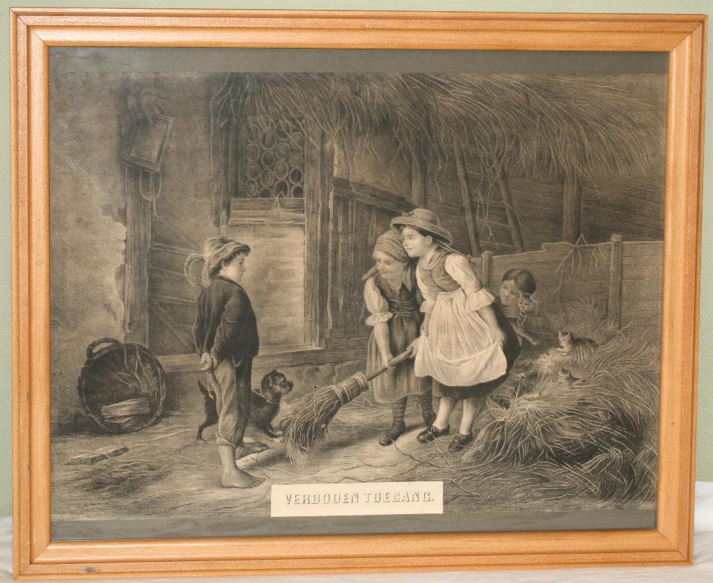 Verboden toegang Antieke prent, Ophalen of Verzenden, Gravure