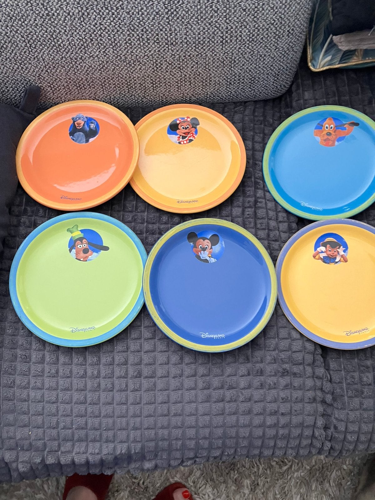 Set 6 borden 19 cm diameter disney figuren, Ophalen of Verzenden, Gebruikt
