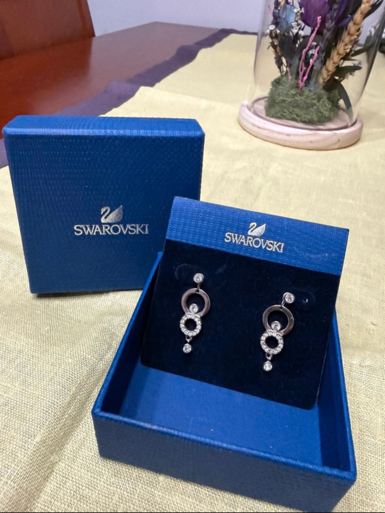 Elegant Swarovski Oorhangers Kristallen Met Originele Doos, Ophalen of Verzenden, Zo goed als nieuw