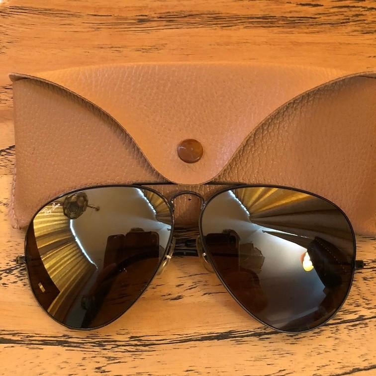 Vintage B&L Ray-Ban Black Aviator 62 zonnebril A8, Gebruikt, Zonnebril, Zwart, Ophalen of Verzenden