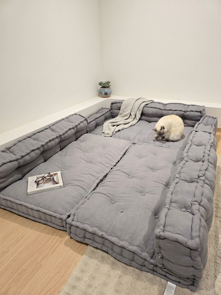 Coussins pour canapé palette / Matelas de sol gris, Enlèvement, Comme neuf, Tissus