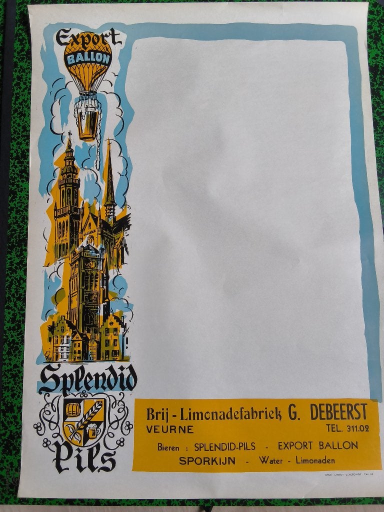 Oude Bieraffische  Brouwerij  De Beerst, Ophalen, Nieuw, Reclamebord