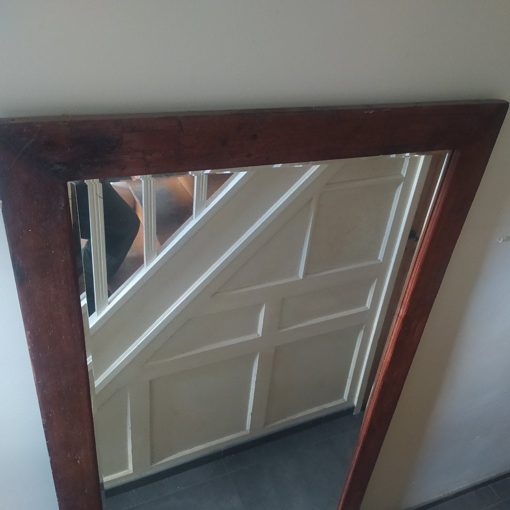 Mirroir, bordure bois lourd, Comme neuf, Enlèvement, 200 cm ou plus, Rectangulaire