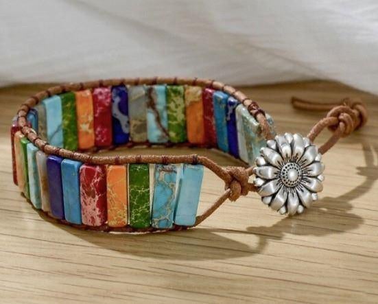 Chakra armband uit India, Handtassen en Accessoires, Armbanden, Nieuw, Leer, Ophalen of Verzenden