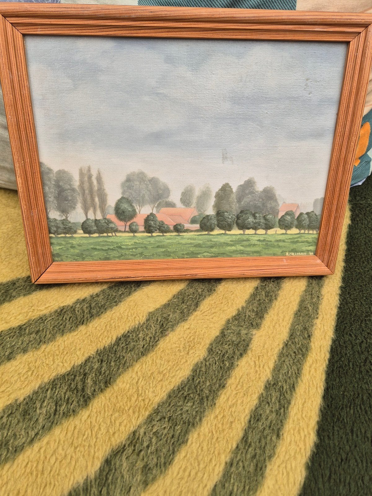 Vintage schilderij op doek A. Callebaut '81 bomen motief, Antiquités & Art, Art | Peinture | Classique, Enlèvement ou Envoi, Vintage